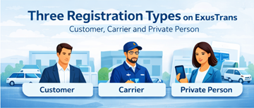 Trois types d’inscription de compte sur ExusTrans pour une meilleure expérience utilisateur et une meilleure organisation de la place de marché transport
